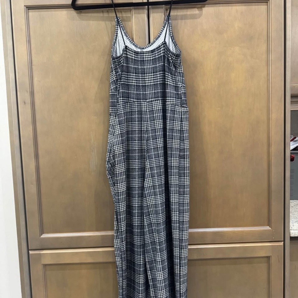 Plaid Strap Wide-Leg Jumpsuit in Gray - Picture 5 of 6